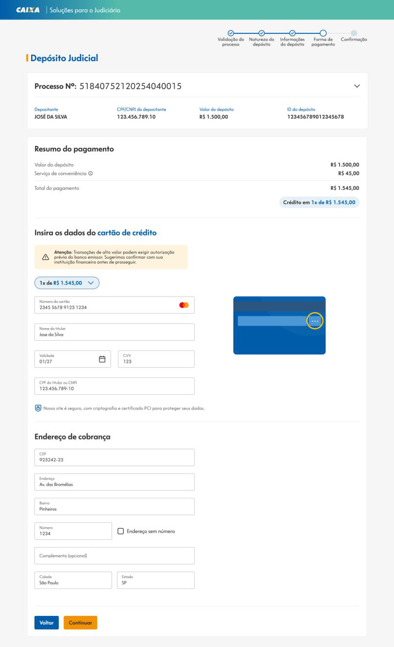 Informe os dados do cartão